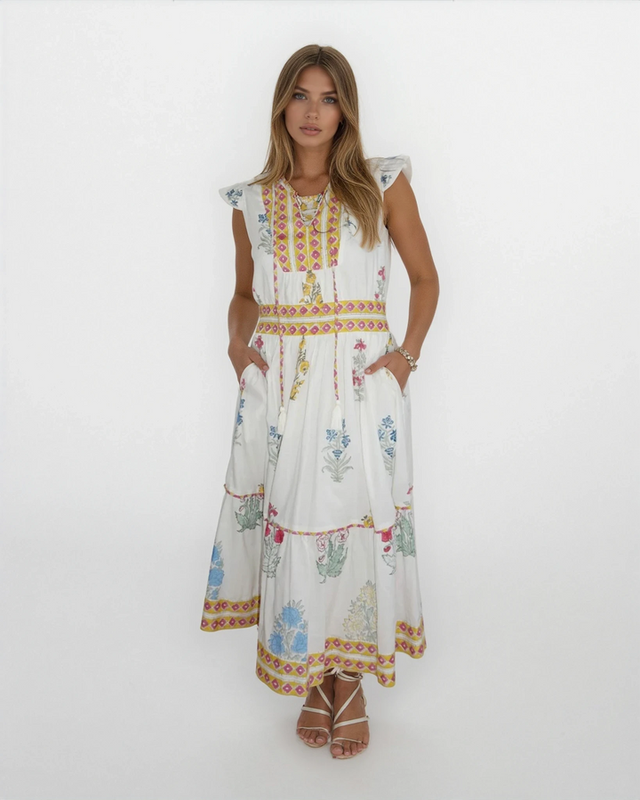 Capri Midi Dress in Mixed Print Floral