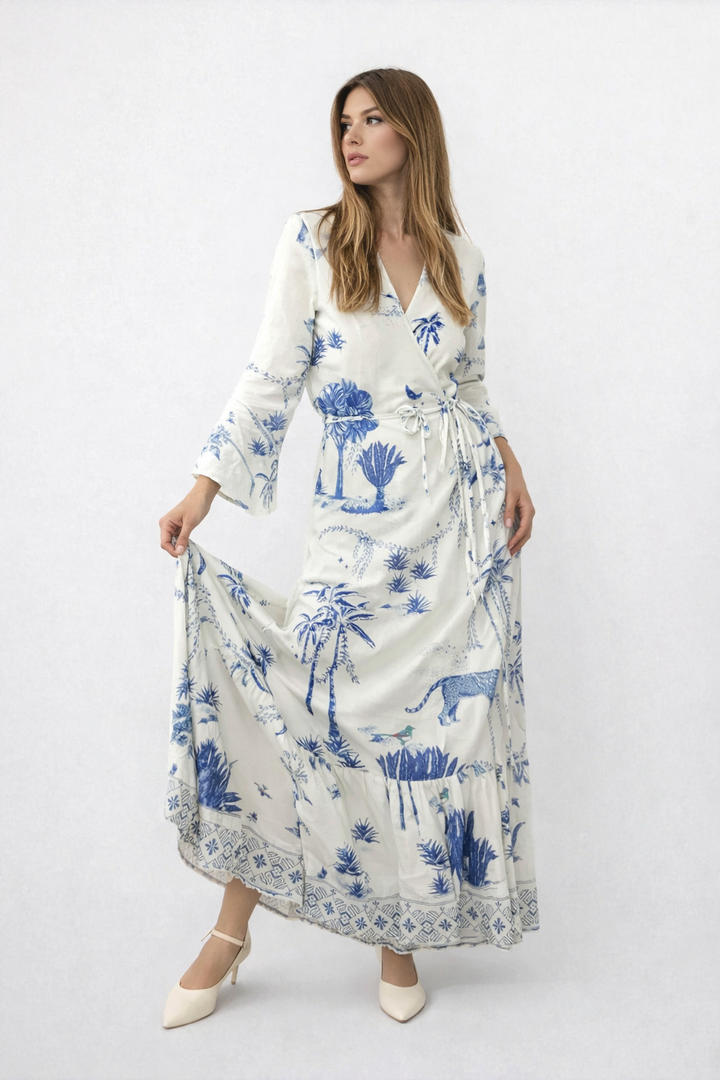 Rhode Wrap Dress in Sahara Print
