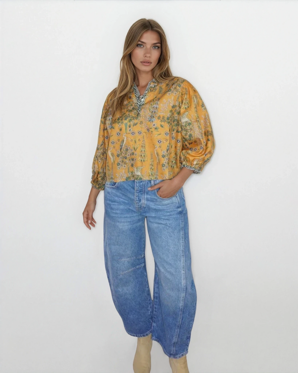 Jolie Top in Saffron Heron from KADOU Boutique