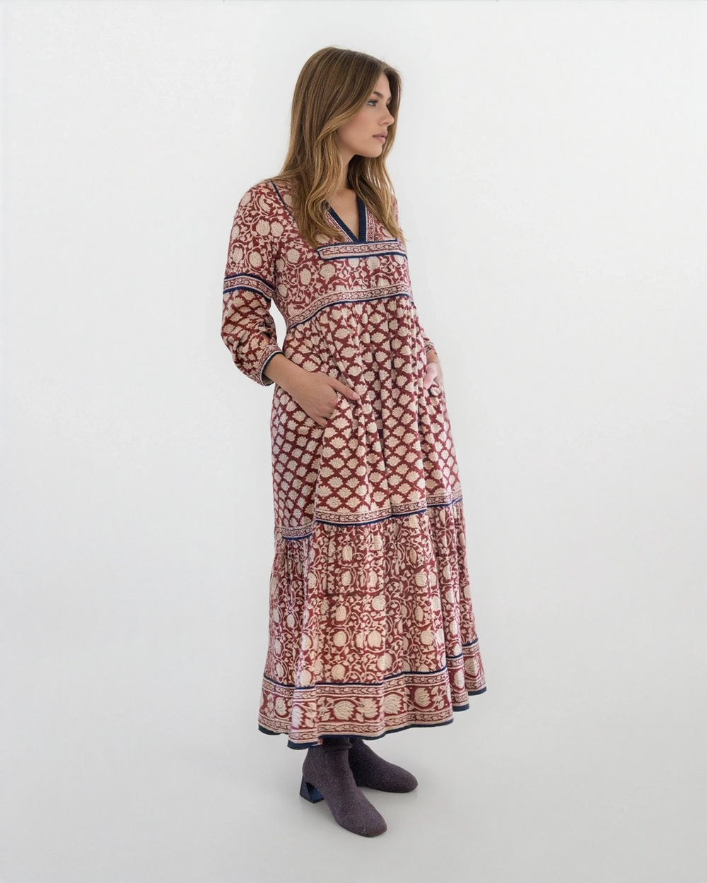 Nori Maxi Dress in Red Lotus from KADOU Boutique