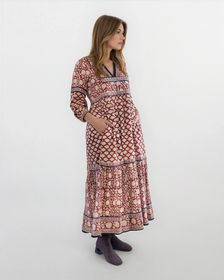 Nori Maxi Dress in Red Lotus