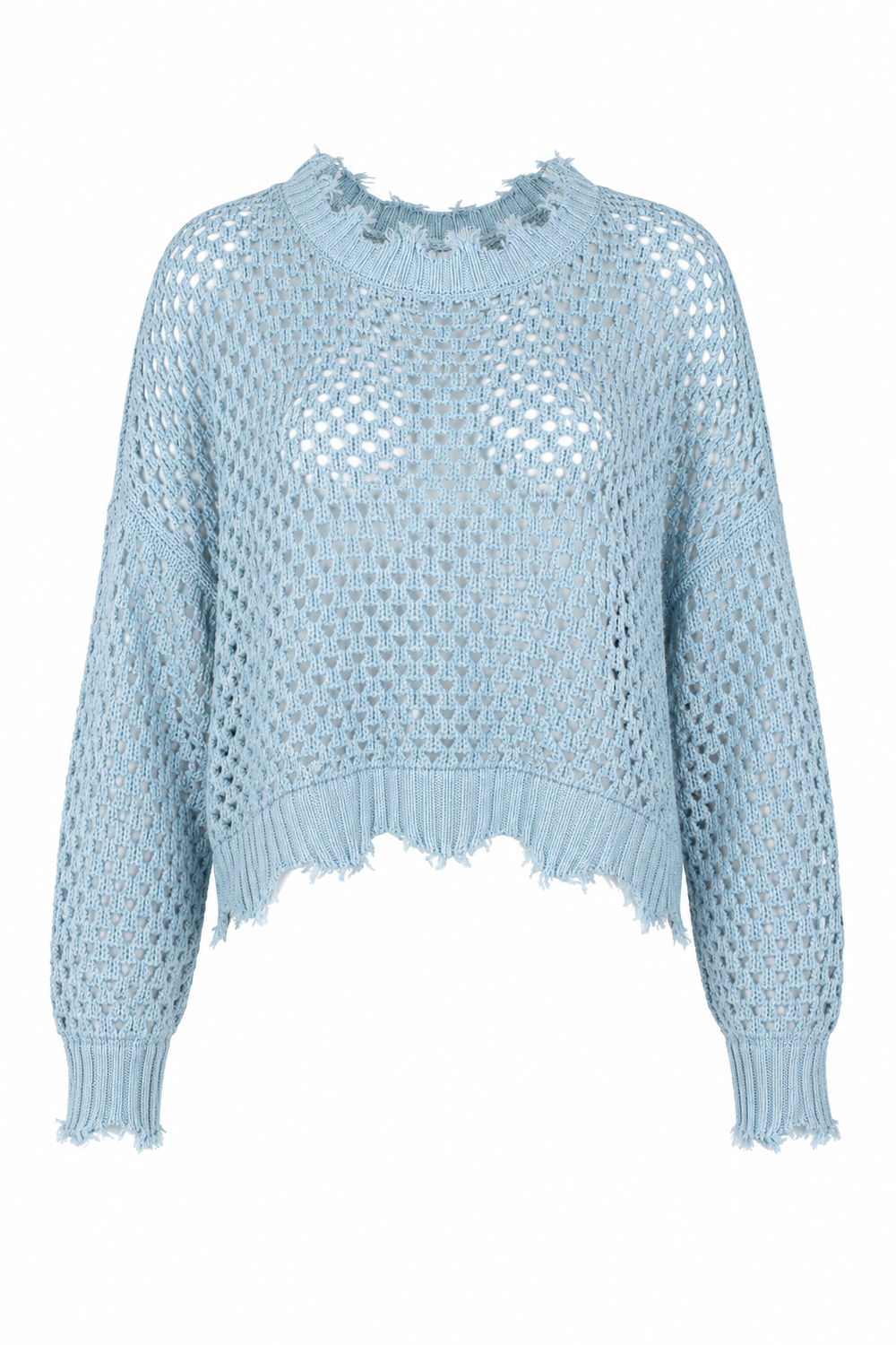 Pima Cotton Hamptons Crewneck Crochet Sweater - Cameo from KADOU Boutique