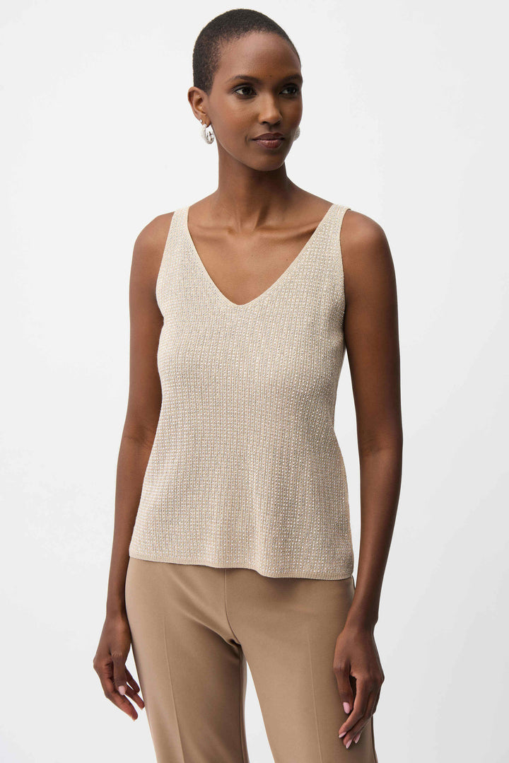 Metallic Knitted Camisole with Rhinestones - 252915