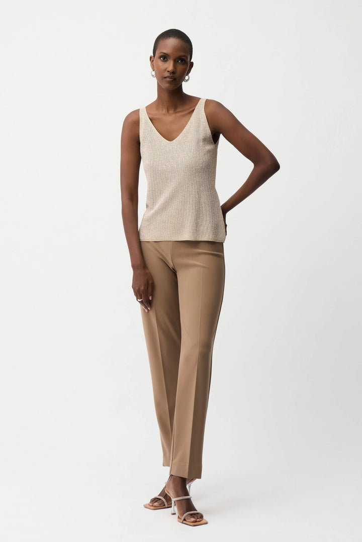 Metallic Knitted Camisole with Rhinestones - 252915