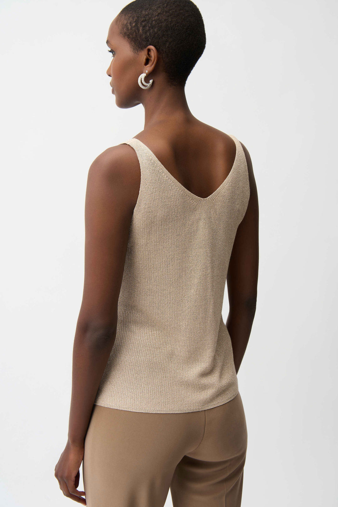 Metallic Knitted Camisole with Rhinestones - 252915