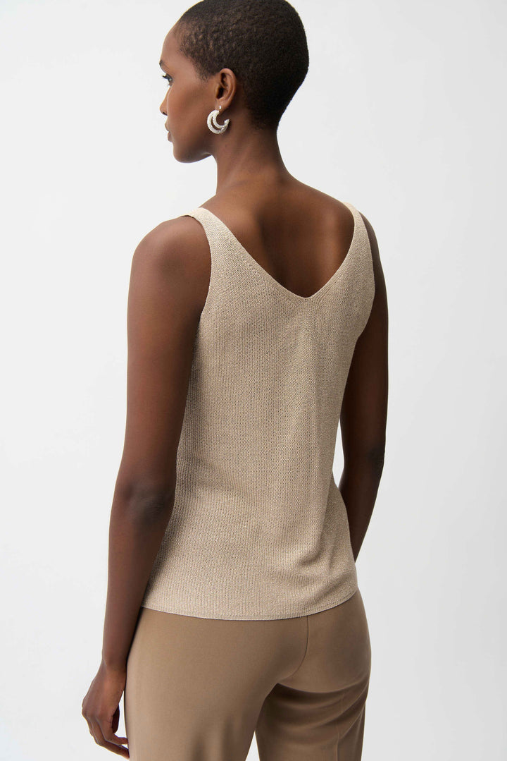 Metallic Knitted Camisole with Rhinestones - 252915