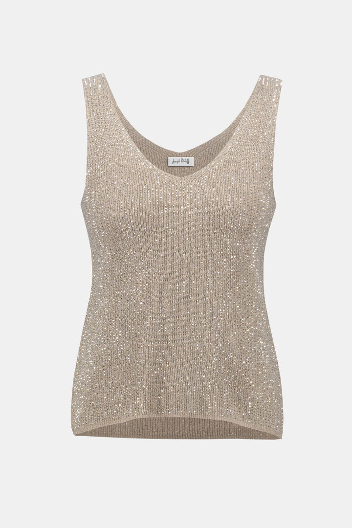 Metallic Knitted Camisole with Rhinestones - 252915