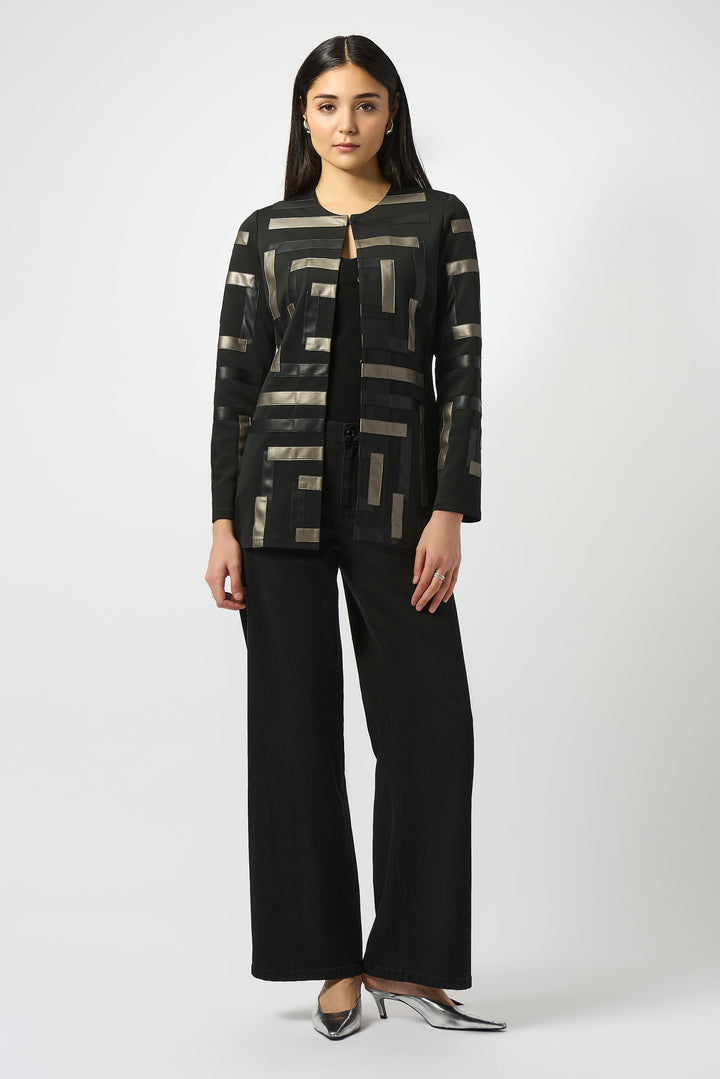 Vegan Leather Trim Jacket - 253929