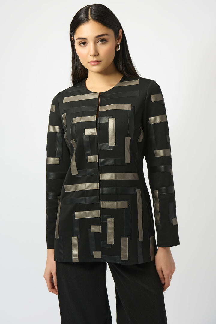 Vegan Leather Trim Jacket - 253929
