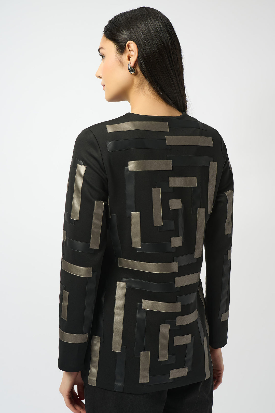 Vegan Leather Trim Jacket - 253929