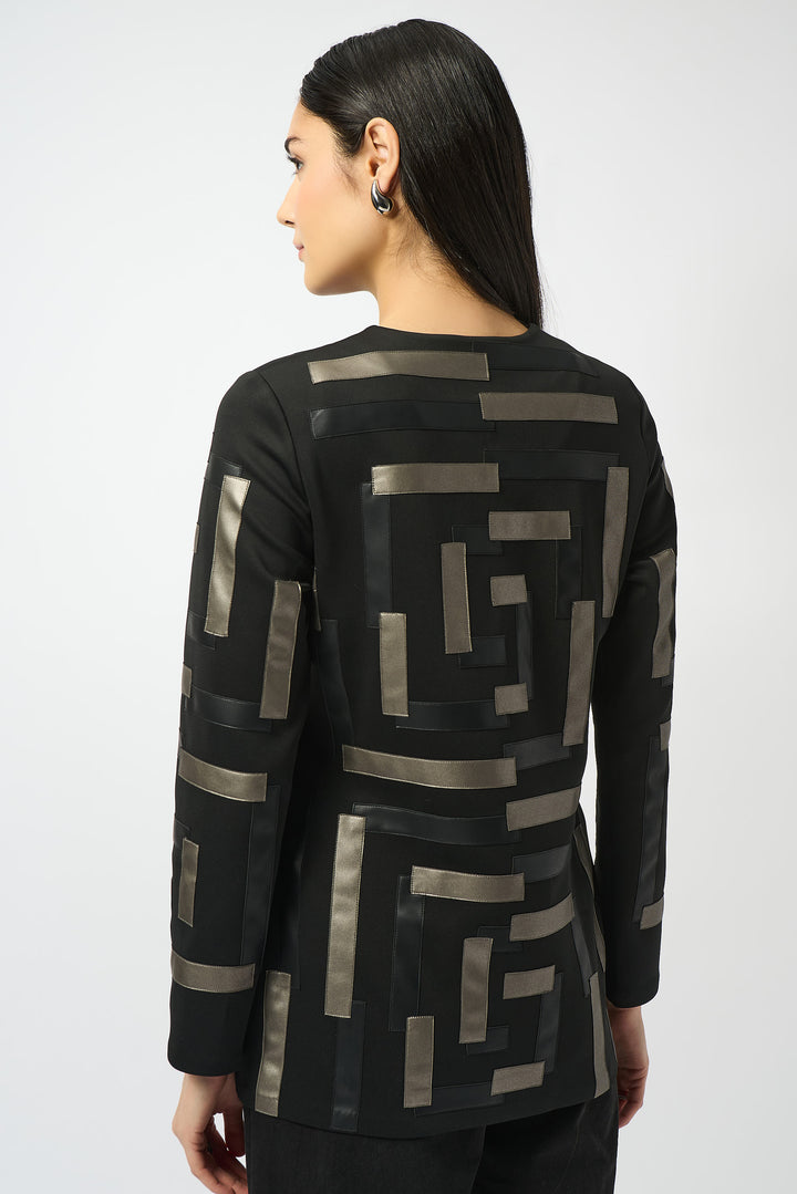 Vegan Leather Trim Jacket - 253929