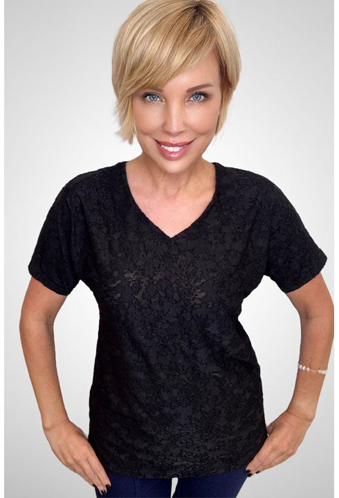 The Textured Tee Top in Black