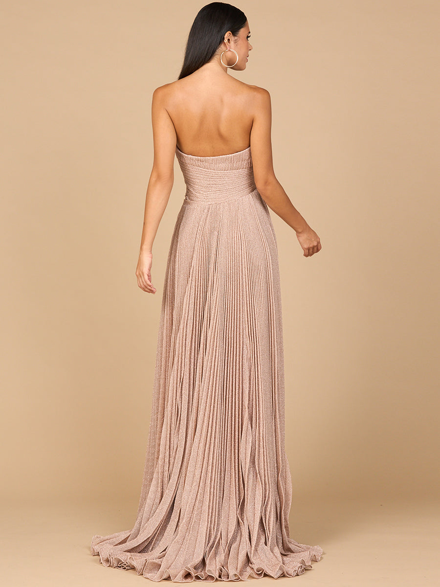 Flowing Pleated, Strapless Dress