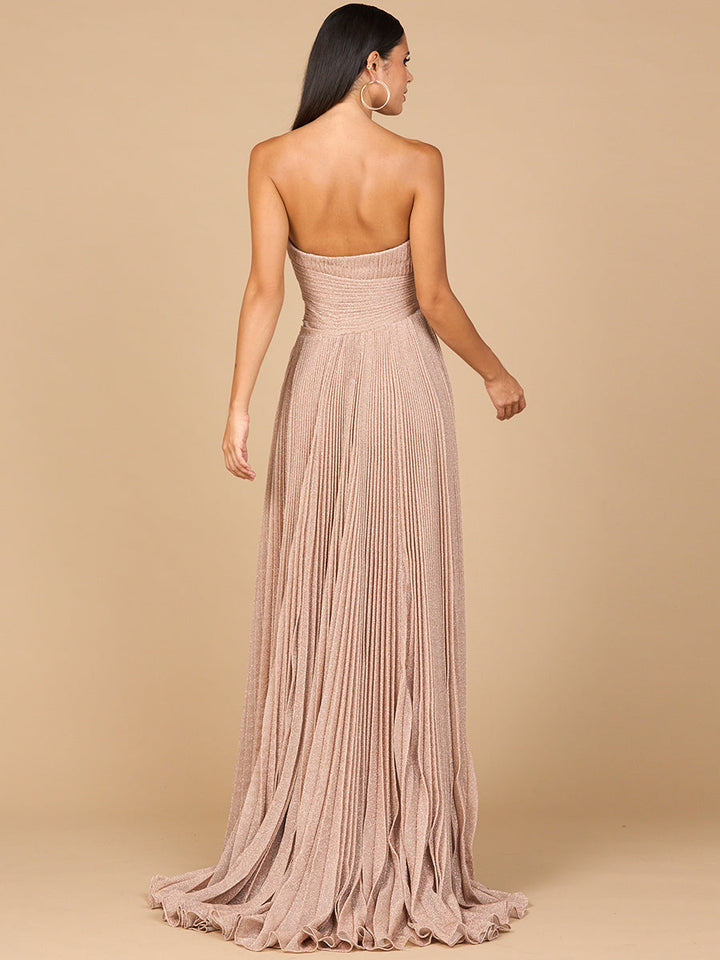 Flowing Pleated, Strapless Dress