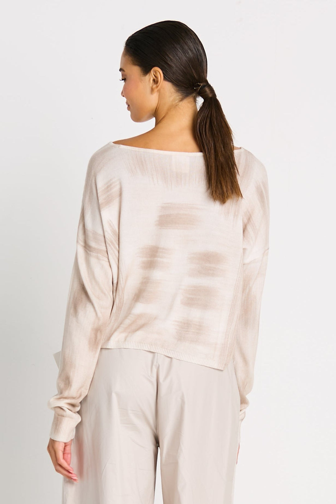 Pima Cotton Paintbrush Sweater - White/Putty