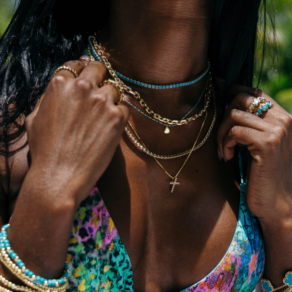 Chloe Tennis Choker - Turquoise from KADOU Boutique