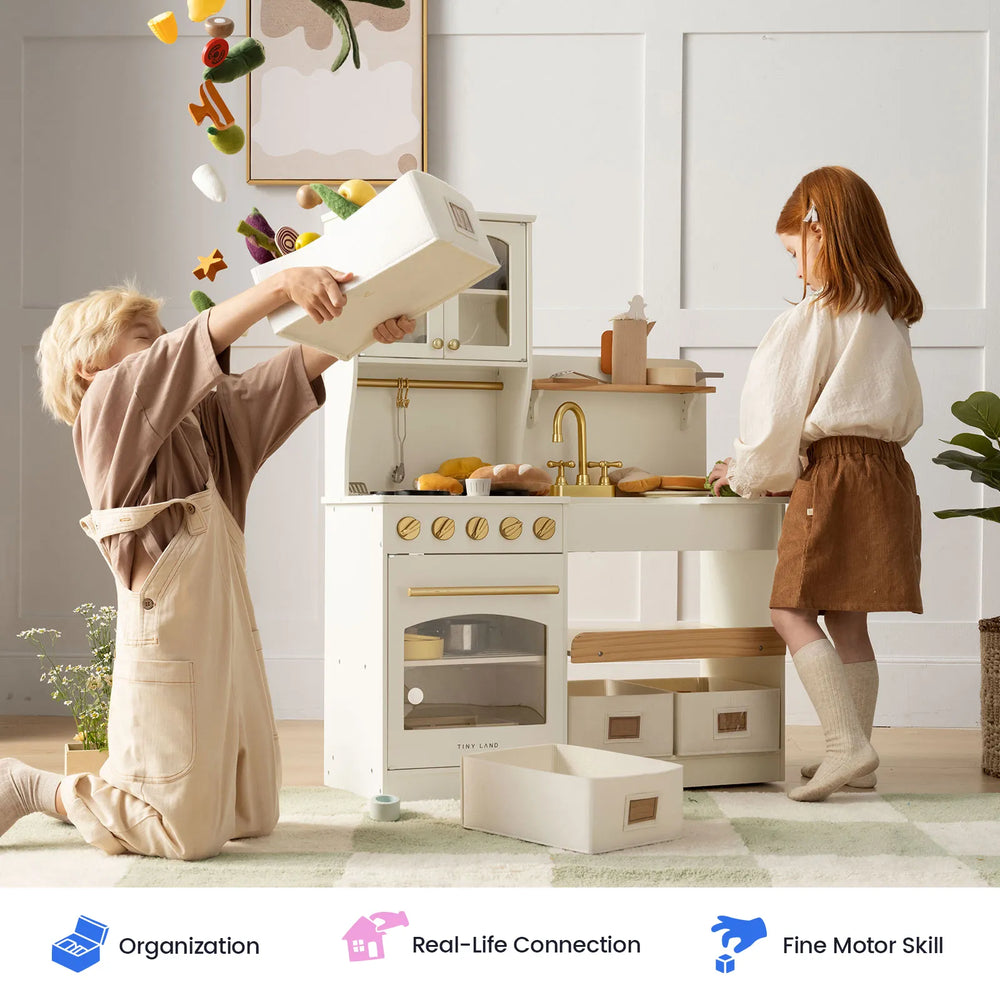 Tiny Land® Wooden Play Kitchen with Storage for Creative Toddlers from KADOU Boutique