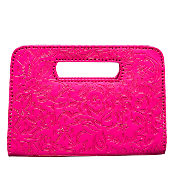 The Claire| Hand-Tooled Leather Statement Clutch from KADOU Boutique