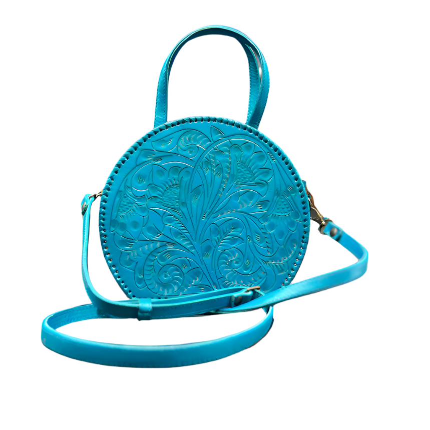 The Dixie | Hand-Tooled Leather Canteen Handbag from KADOU Boutique