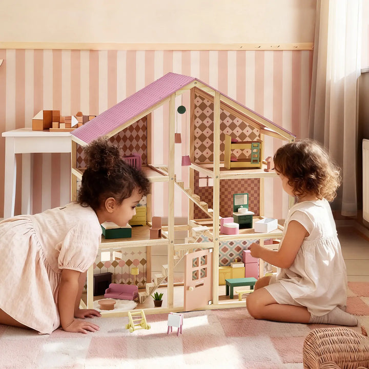 Tiny Land® Sweetwood Pegasus Dollhouse &amp; Wooden Dollhouse Dolls