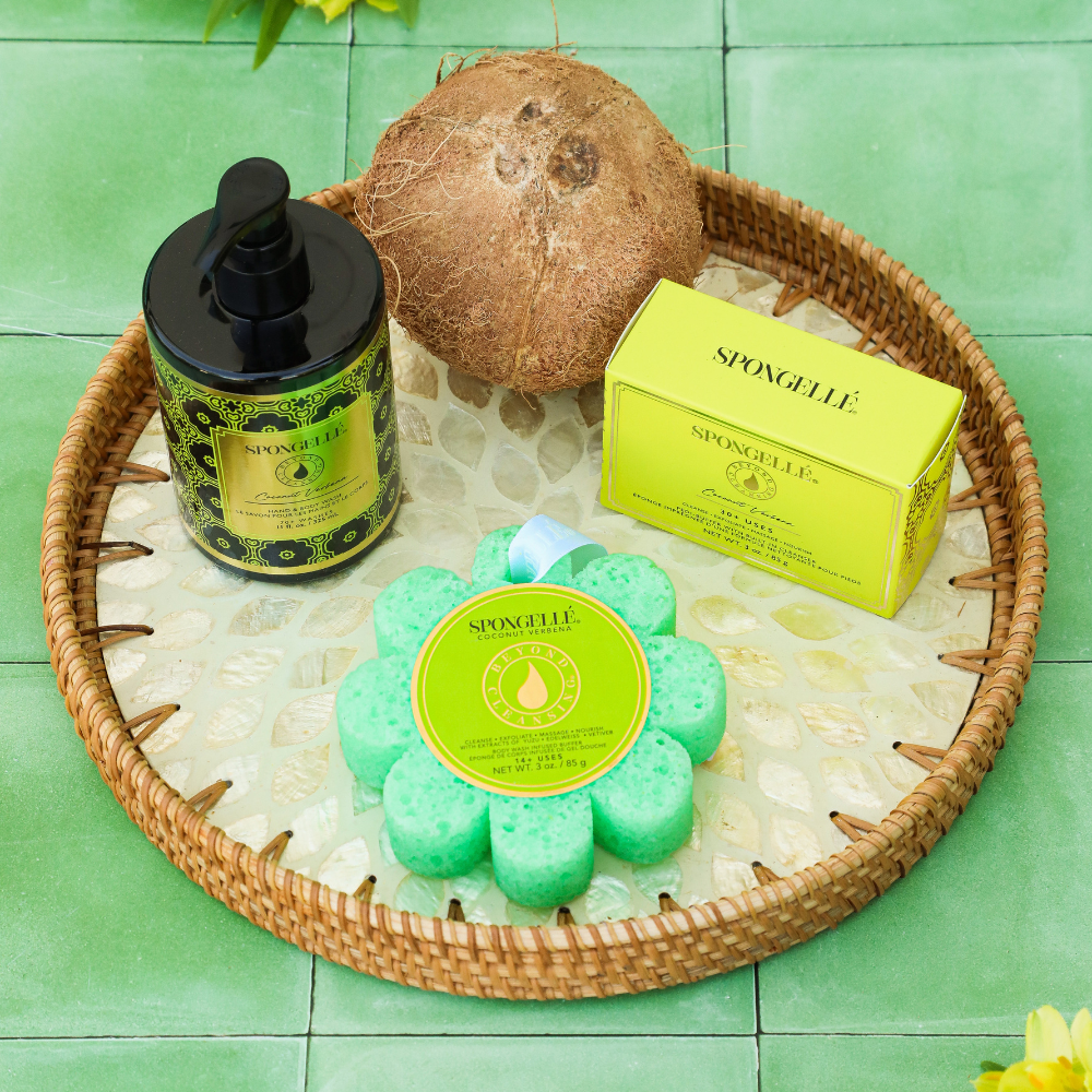 Coconut Verbena Wild Flower, Pedi Buffer, and Body Wash Refill Set from KADOU Boutique