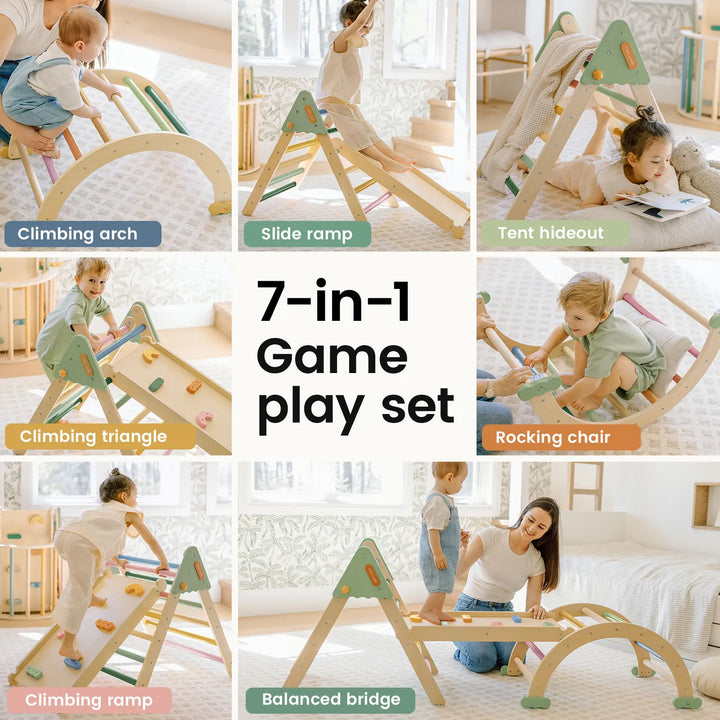 Tiny Land® 7-In-1 Morandi Pikler Triangle Set from KADOU Boutique
