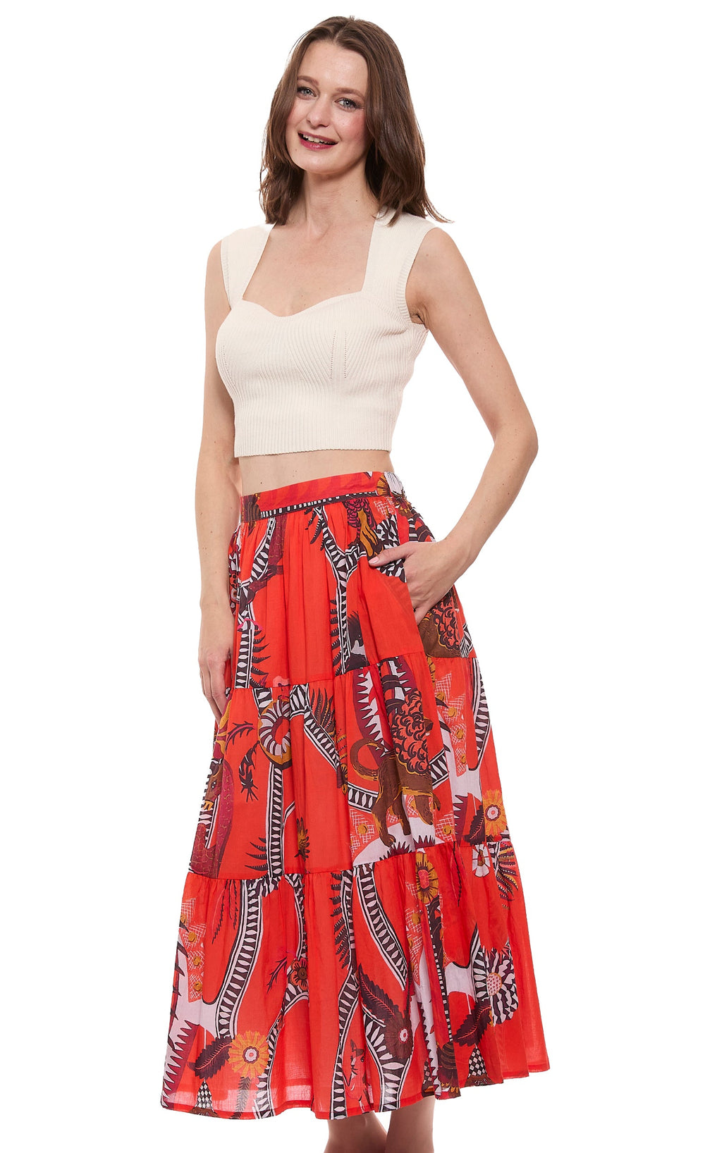 Orange Abstract Skirt from KADOU Boutique