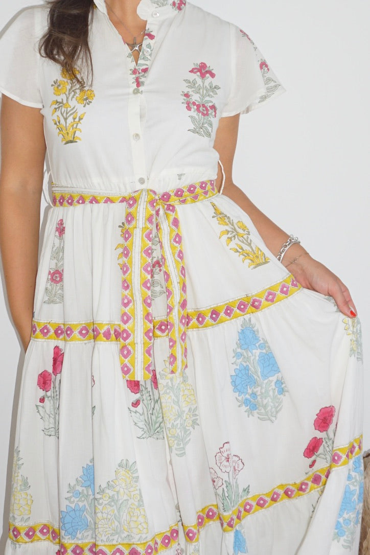 Valerie Tier Dress in Mixed Print Floral from KADOU Boutique