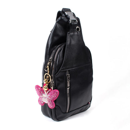 Bling Crystal Butterfly Tassel Keychain