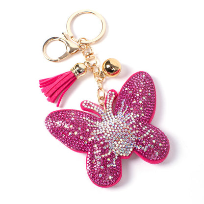 Bling Crystal Butterfly Tassel Keychain