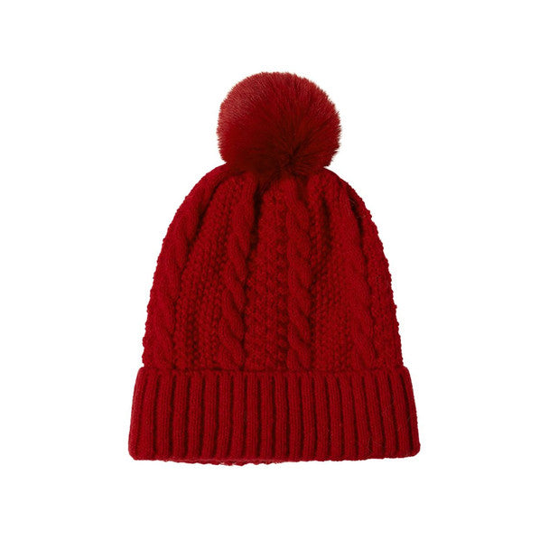 Ladies Winter Cable Knit Cap with Fleece