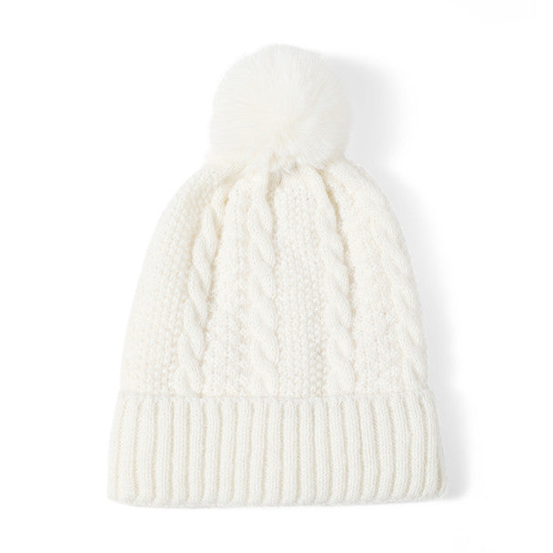 Ladies Winter Cable Knit Cap with Fleece
