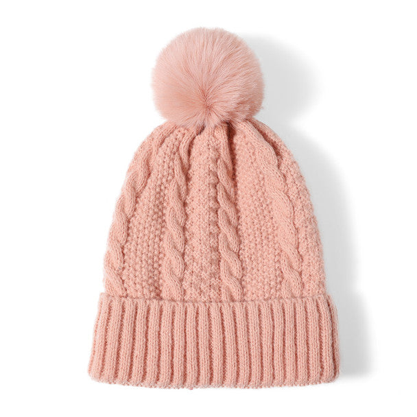 Ladies Winter Cable Knit Cap with Fleece