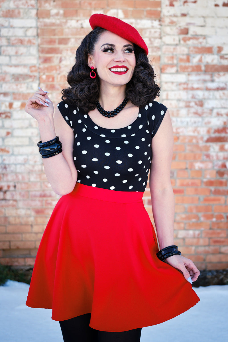 Boat Neck Top in Polka Dots from KADOU Boutique