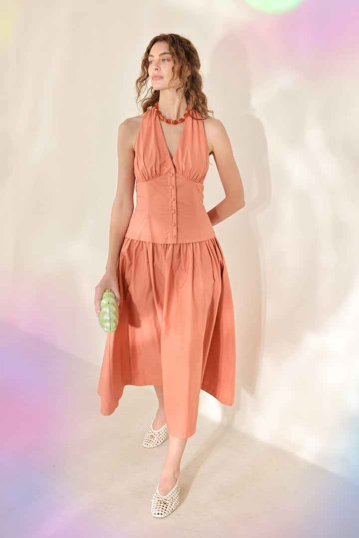 Sunset Muse Woven Midi Dress from KADOU Boutique