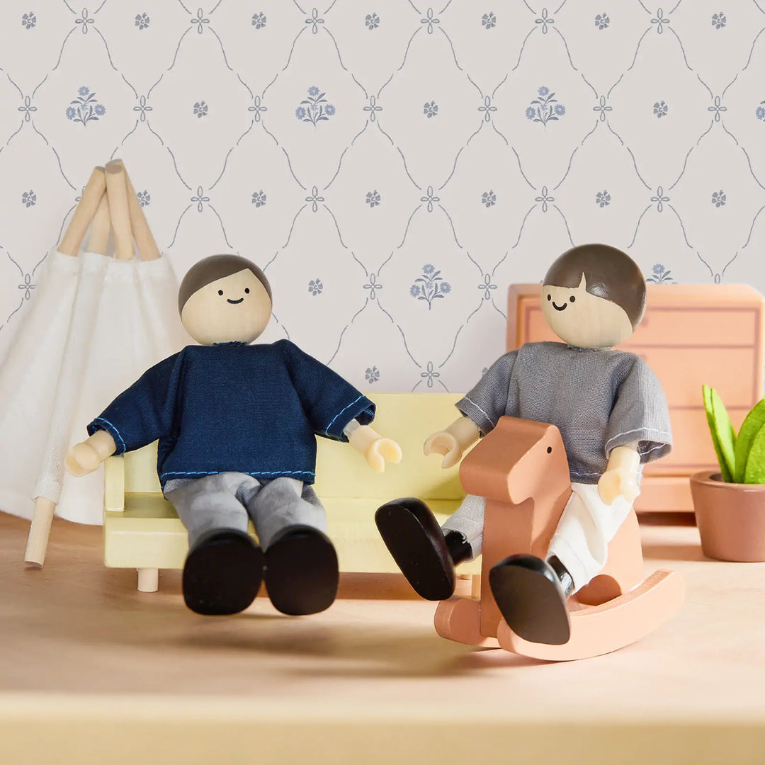 Tiny Land® Sweetwood Evergreen Dollhouse &amp; Wooden Dollhouse Dolls
