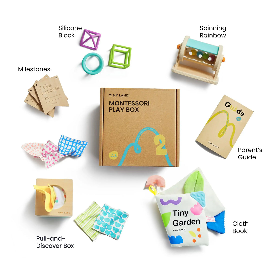 Brain &amp; Hands Playset — Montessori Box (4–6 Months) + Activity Cube