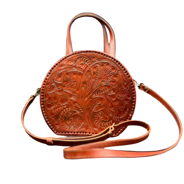 The Dixie | Hand-Tooled Leather Canteen Handbag from KADOU Boutique