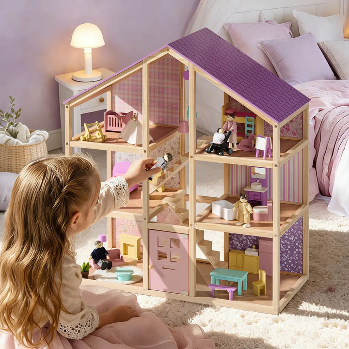 Tiny Land® Sweetwood Unicorn Dollhouse &amp; Wooden Dollhouse Dolls