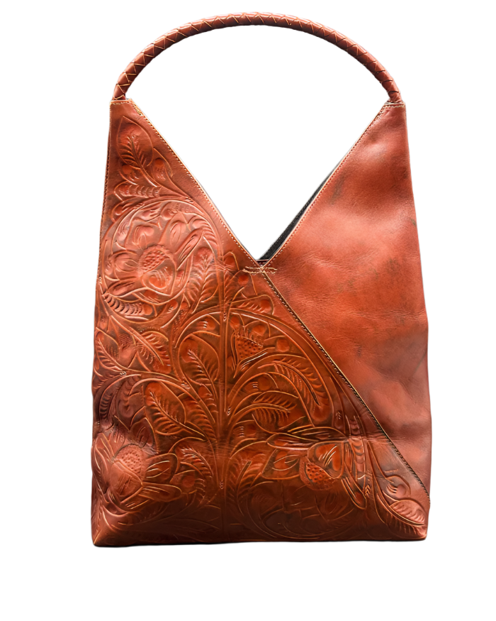 The Nancy Ann | Hand-Tooled Leather Shoulder Bag from KADOU Boutique