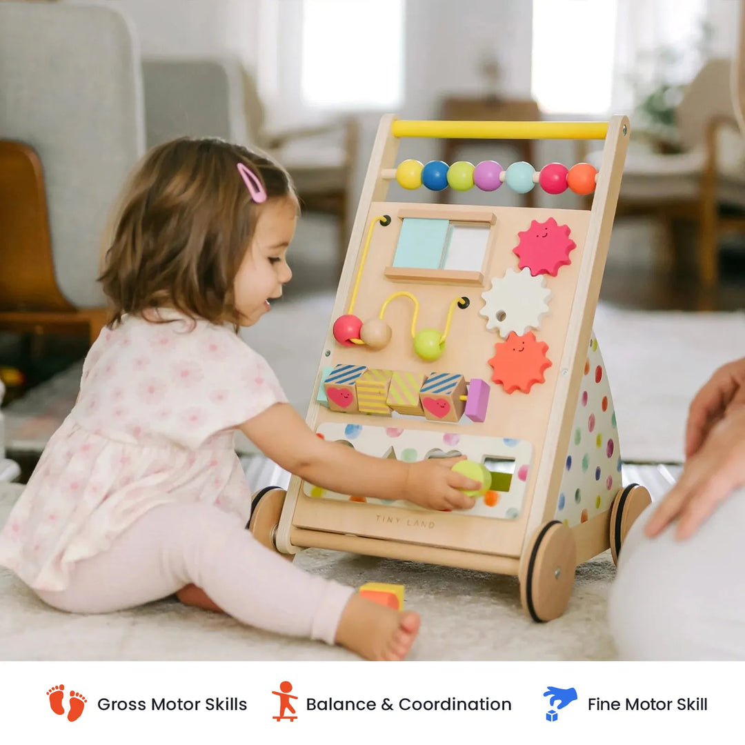 Tiny Land® Premium Natural Wooden Activity Walker from KADOU Boutique
