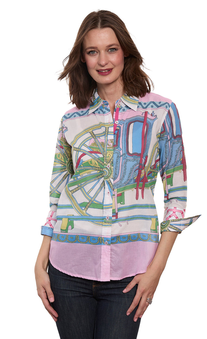 pink 3/4 sleeve shirt