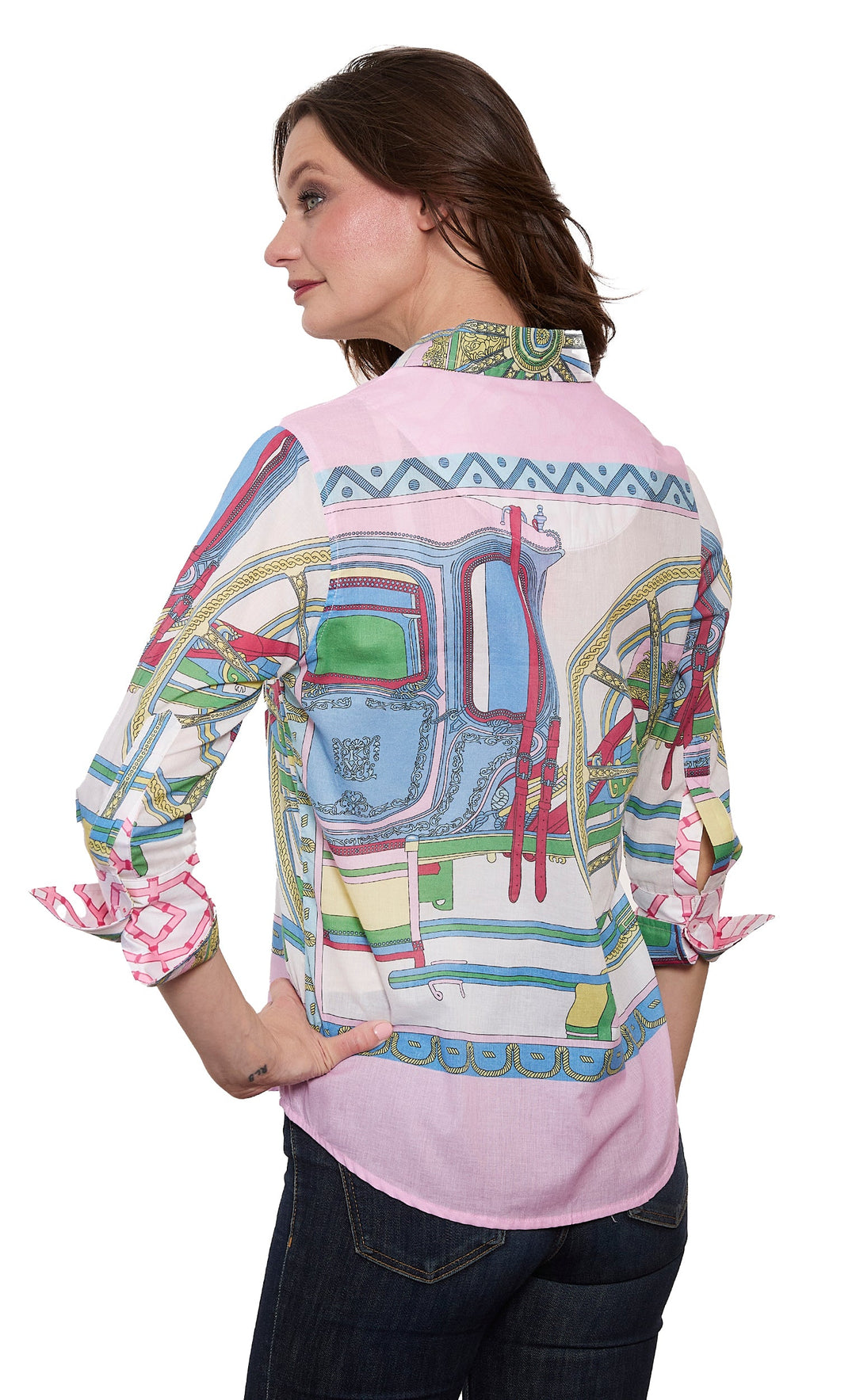 pink 3/4 sleeve shirt