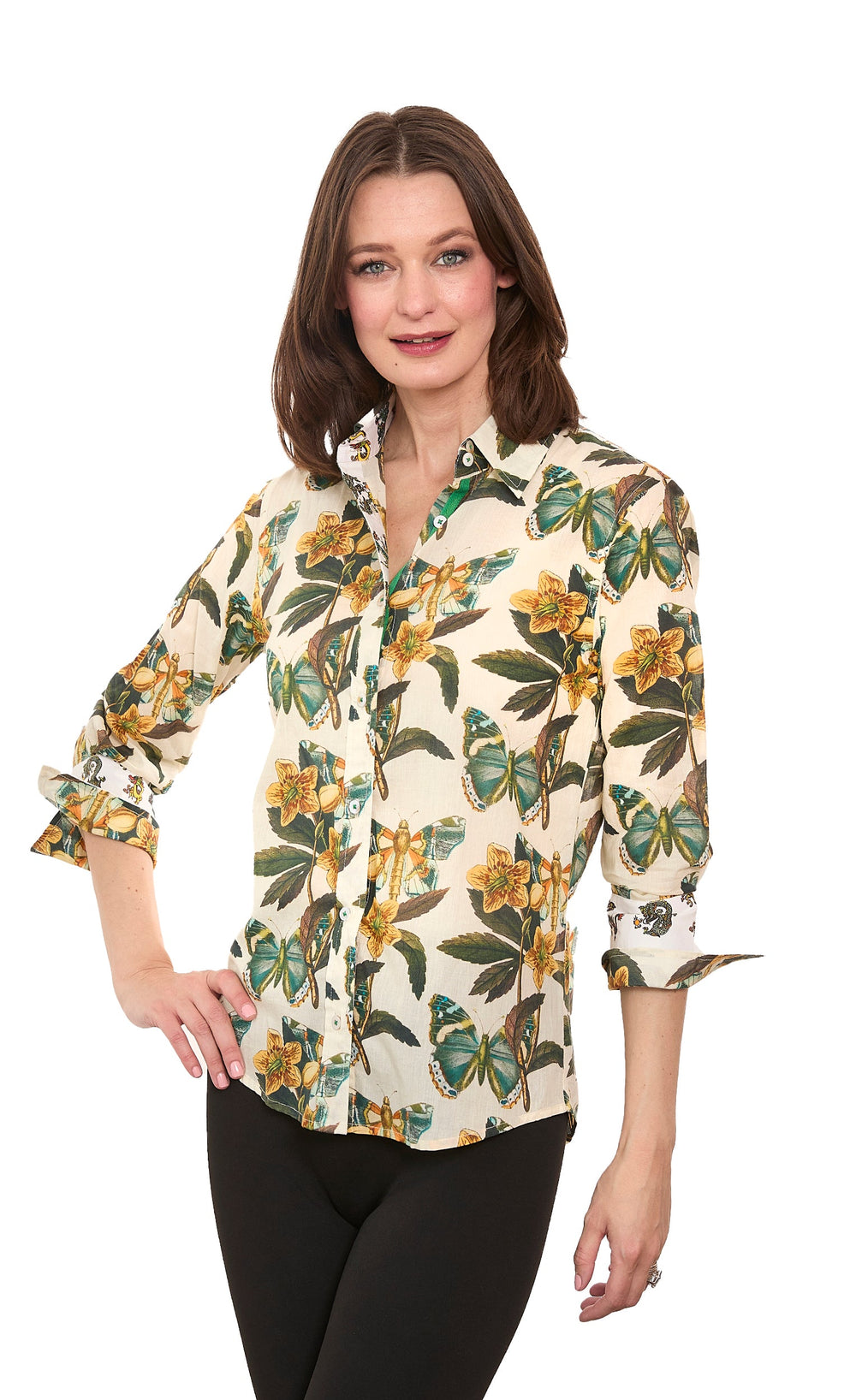 3/4 Sleeve Rome Shirt Butterfly Print from KADOU Boutique