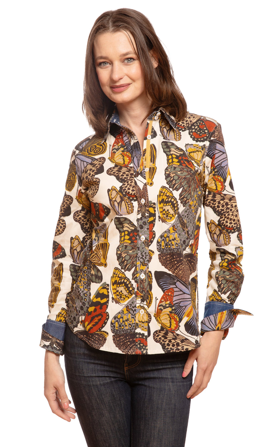 Rome Shirt White Ground Butterfly Print