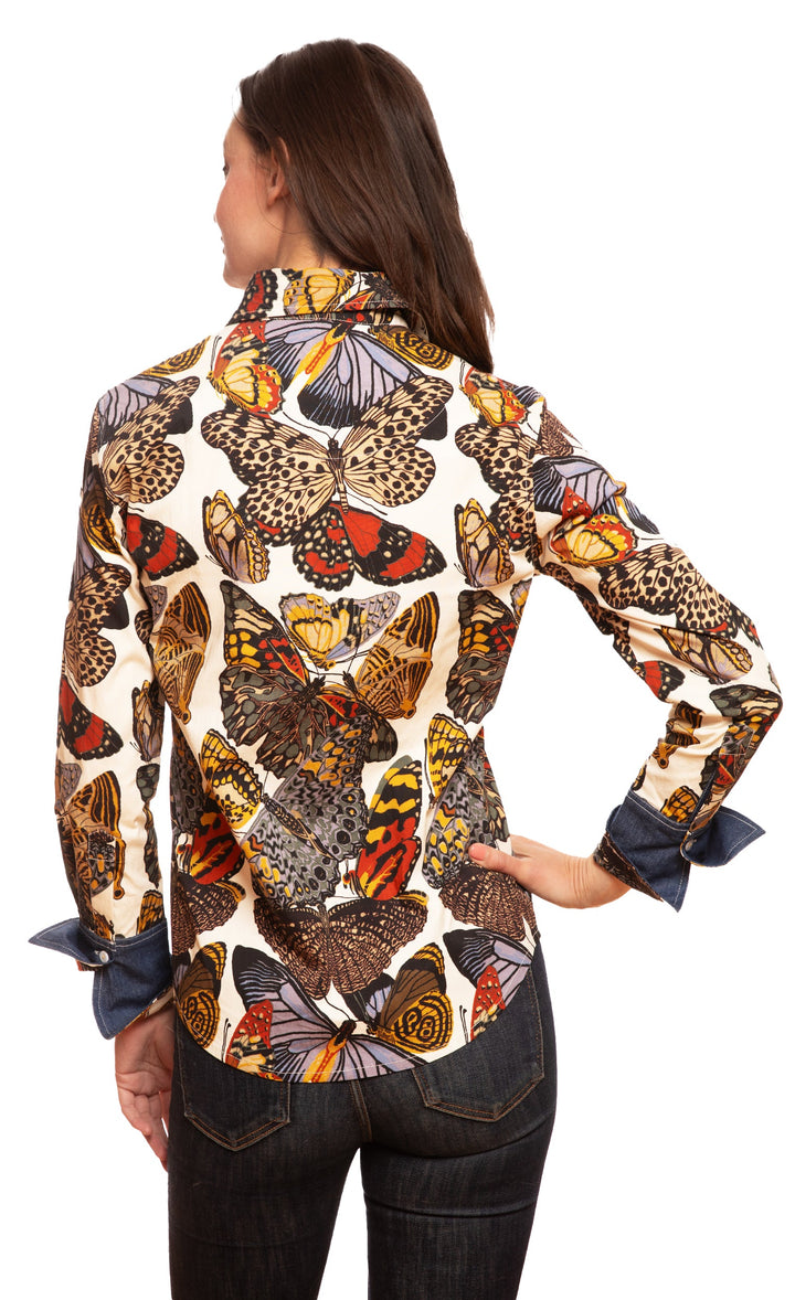 Rome Shirt White Ground Butterfly Print