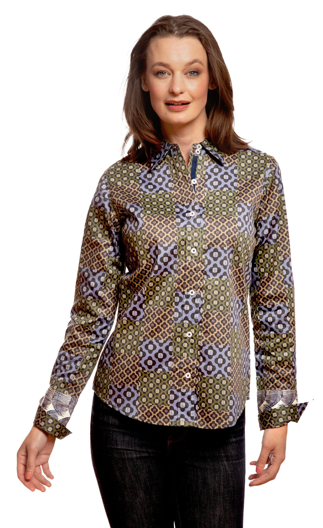 Rome Shirt Navy Patchwork Foulard Print