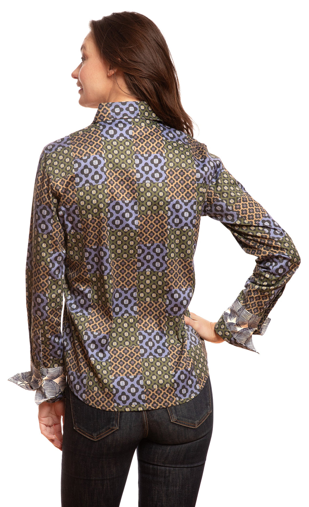 Rome Shirt Navy Patchwork Foulard Print
