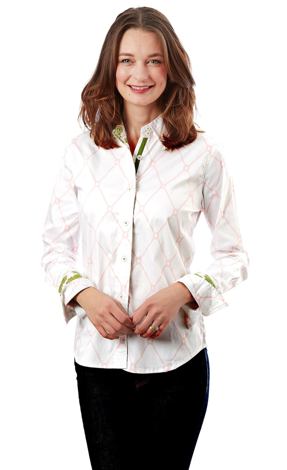 Rome Shirt Pink White V Geometric from KADOU Boutique