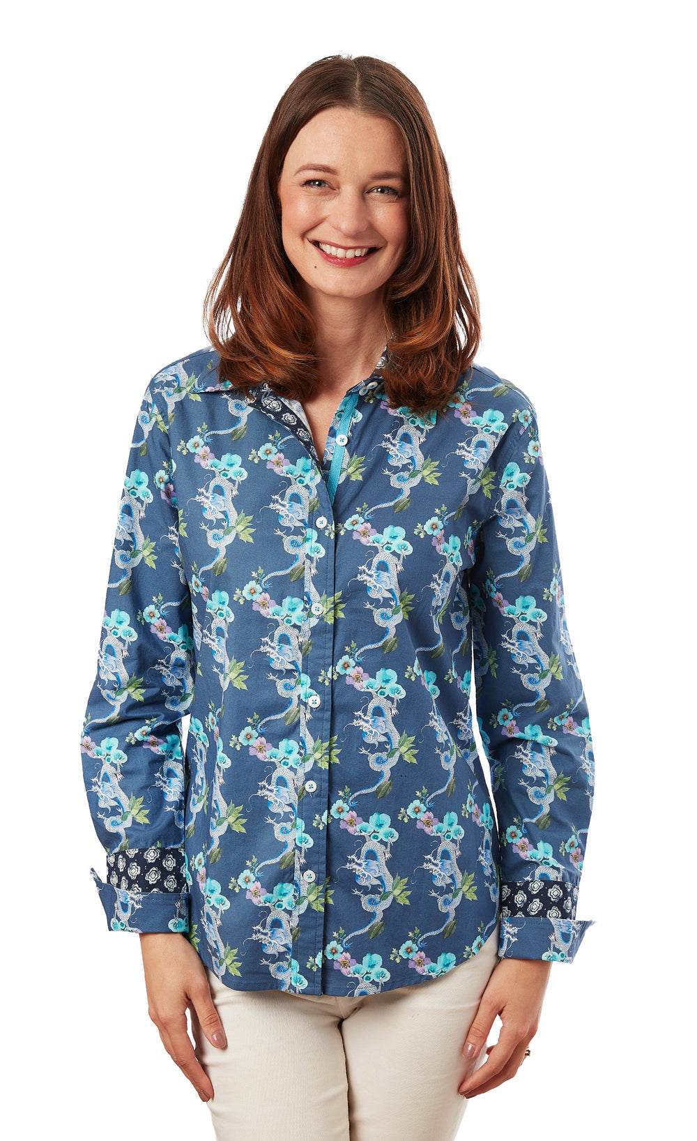 Rome Shirt, Navy Ground with Dragons from KADOU Boutique
